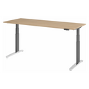Elektrisch höhenverstellbarer Schreibtisch XBHM 20 GC in Eiche mit grauem Gestell von hjh OFFICE PRO