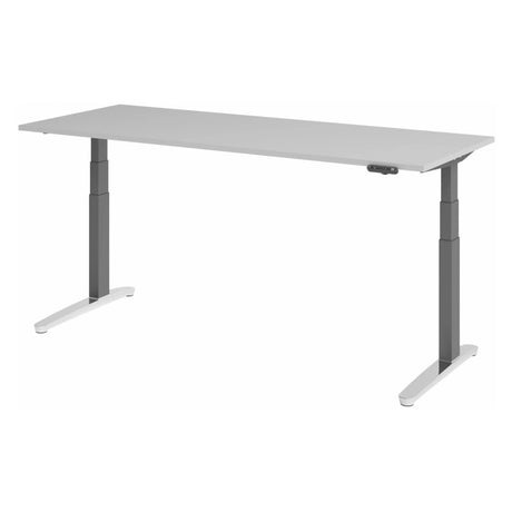 Elektrisch höhenverstellbarer Schreibtisch XBHM 20 GC in Grau mit digitalem Bedienfeld von hjh OFFICE PRO