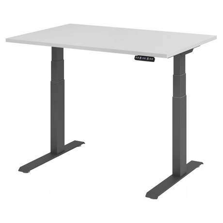 Elektrisch höhenverstellbarer Schreibtisch XDKB 12 G in Grau mit digitalem Display von hjh OFFICE PRO