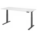 Höhenverstellbarer Schreibtisch XDKB 19 G mit weißer Tischplatte und dunklen Beinen von hjh OFFICE PRO