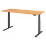Höhenverstellbarer Schreibtisch XDKB 19 G in Buche mit schwarzem Gestell und digitalem Display von hjh OFFICE PRO