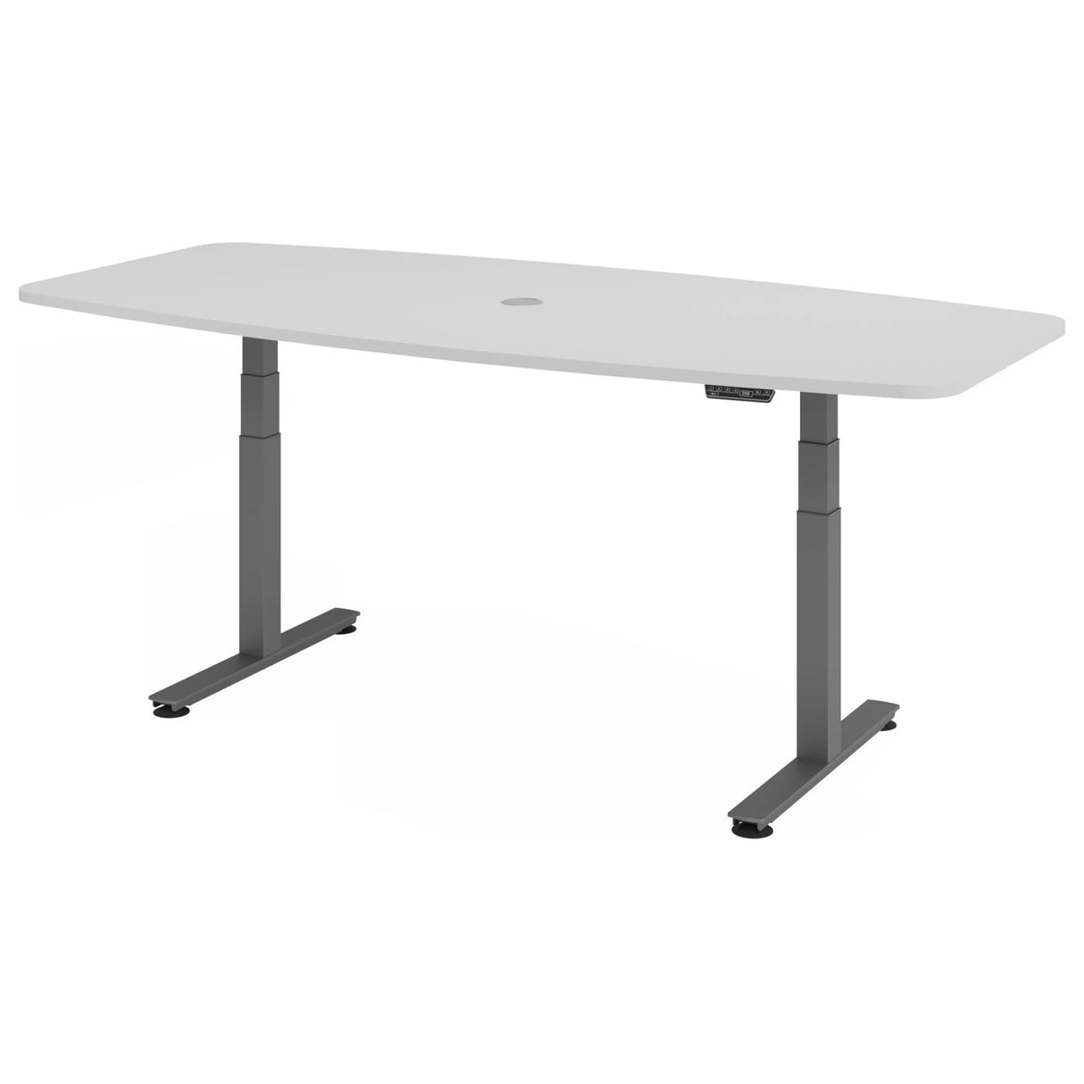 Elektrisch höhenverstellbarer Schreibtisch XDSM 22 G in Grau mit weißer Tischplatte von hjh OFFICE PRO