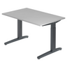 Höhenverstellbarer Schreibtisch XTRA XB 12 GG in Grau mit T-Fuß-Gestell von hjh OFFICE PRO