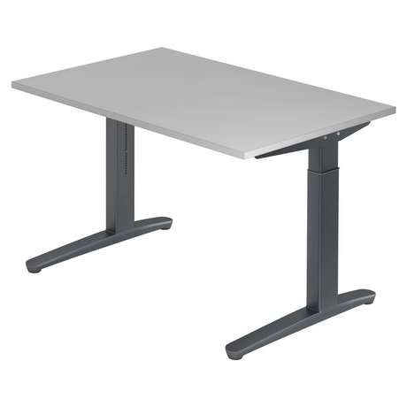 Höhenverstellbarer Schreibtisch XTRA XB 12 GG in Grau mit T-Fuß-Gestell von hjh OFFICE PRO