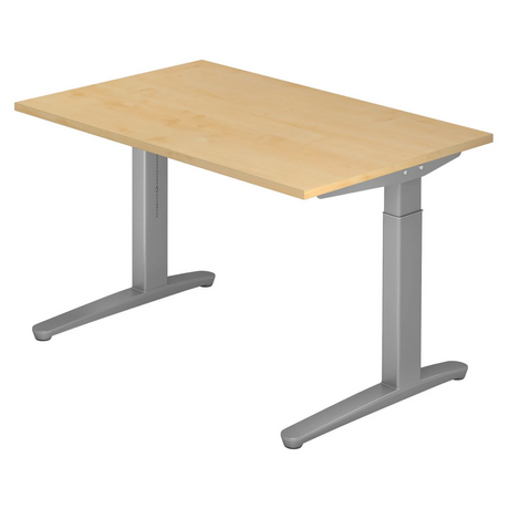 Höhenverstellbarer Schreibtisch XTRA XB 12 SS in Ahorn-Optik mit grauen Metallfüßen von hjh OFFICE PRO