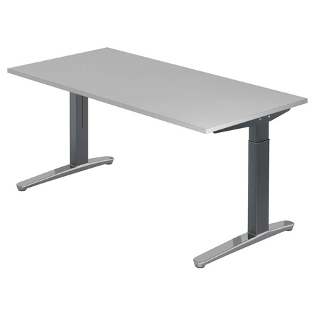 Höhenverstellbarer Schreibtisch XTRA XB 16 GC in Grau mit rechteckiger Tischplatte von hjh OFFICE PRO