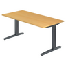 Höhenverstellbarer Schreibtisch XTRA XB 16 GG mit hellbrauner Bucheplatte und dunkelgrauem Gestell von hjh OFFICE PRO