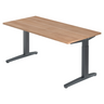 Höhenverstellbarer Schreibtisch XTRA XB 16 GG in Nussbaum-Optik mit dunkelgrauem Untergestell von hjh OFFICE PRO