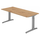Höhenverstellbarer Schreibtisch XTRA XB 19 SS in Asteiche mit grauem Untergestell von hjh OFFICE PRO