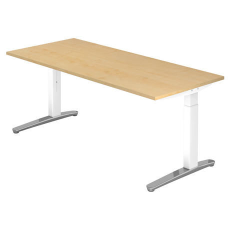 Höhenverstellbarer Schreibtisch XTRA XB 19 WC in Ahorn-Optik mit weißen Beinen von hjh OFFICE PRO