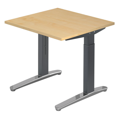 Höhenverstellbarer Schreibtisch XTRA XB 8 GC in Ahorn-Optik mit grauen Beinen von hjh OFFICE PRO