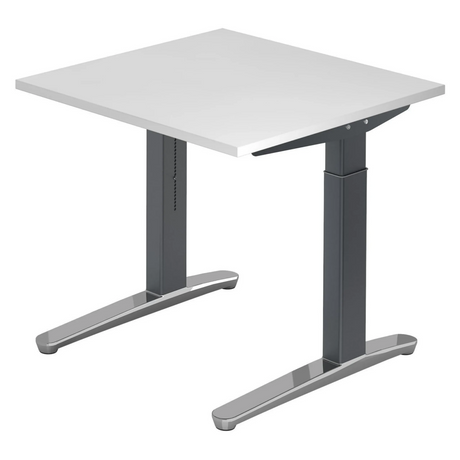Höhenverstellbarer Schreibtisch XTRA XB 8 GC mit weißer Tischplatte und grauen Beinen von hjh OFFICE PRO