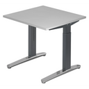 Höhenverstellbarer Schreibtisch XTRA XB 8 GC in Grau mit quadratischer Platte von hjh OFFICE PRO