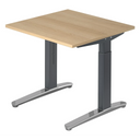 Höhenverstellbarer Schreibtisch XTRA XB 8 GC in Eiche-Optik mit dunklen Beinen von hjh OFFICE PRO