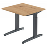 Höhenverstellbarer Schreibtisch XTRA XB 8 GG mit Tischplatte in Asteiche und grauen Beinen von hjh OFFICE PRO