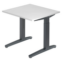 Höhenverstellbarer Schreibtisch XTRA XB 8 GG mit weißer Tischplatte und dunkelgrauem Gestell von hjh OFFICE PRO