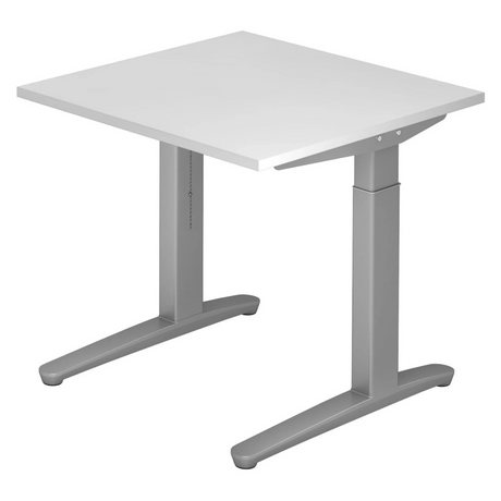 Höhenverstellbarer Schreibtisch XTRA XB 8 SS in Weiß mit quadratischer Tischplatte von hjh OFFICE PRO