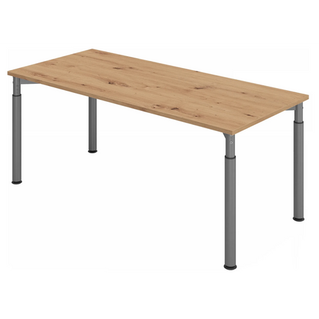 Höhenverstellbarer Schreibtisch YAMA 19 G in Asteiche mit grauen Beinen von hjh OFFICE PRO