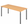 Höhenverstellbarer Schreibtisch YAMA 19 G in Buche-Optik mit graphitfarbenen Beinen von hjh OFFICE PRO