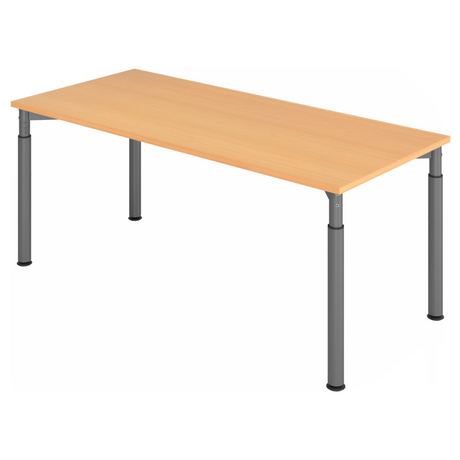 Höhenverstellbarer Schreibtisch YAMA 19 G in Buche-Optik mit graphitfarbenen Beinen von hjh OFFICE PRO