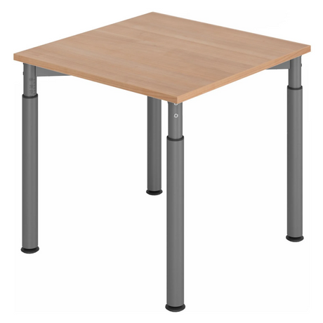 Höhenverstellbarer Schreibtisch YAMA 8 G mit hellbrauner Holzplatte und grauen Beinen von hjh OFFICE PRO