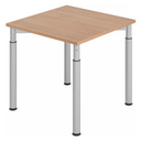 Höhenverstellbarer Schreibtisch YAMA 8 S in Nussbaum-Optik mit silbernen Tischbeinen von hjh OFFICE PRO