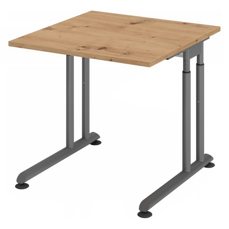 Höhenverstellbarer Schreibtisch ZENO 8 G in Asteiche und Graphit mit quadratischer Platte von hjh OFFICE PRO