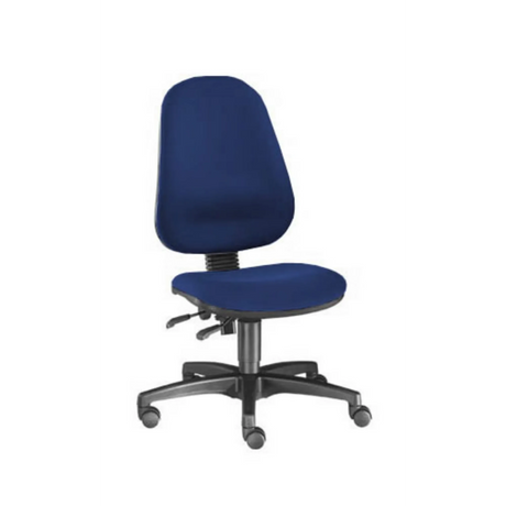 Profi-Bürostuhl ZERO 35 mit blauem Stoffbezug und schwarzem Fußkreuz auf Rollen von Sitwell Steifensand