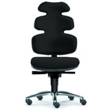 High-End-Bürostuhl ZERO 54 in Schwarz mit geschwungener Rückenlehne und Sternfuß von Sitwell Steifensand
