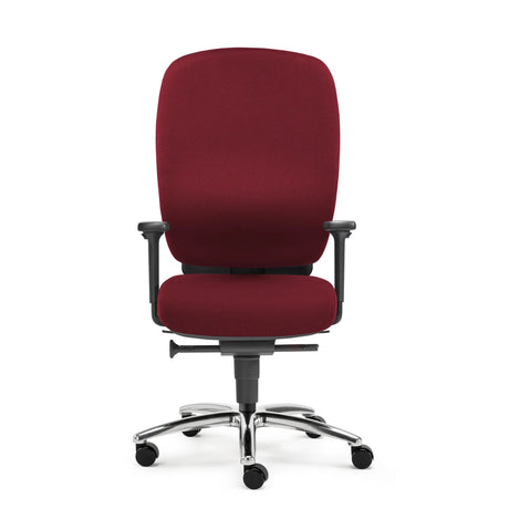 High-End-Bürostuhl ZERO L15 AL mit bordeauxrotem Stoffbezug und glänzendem Fußkreuz von Sitwell Steifensand